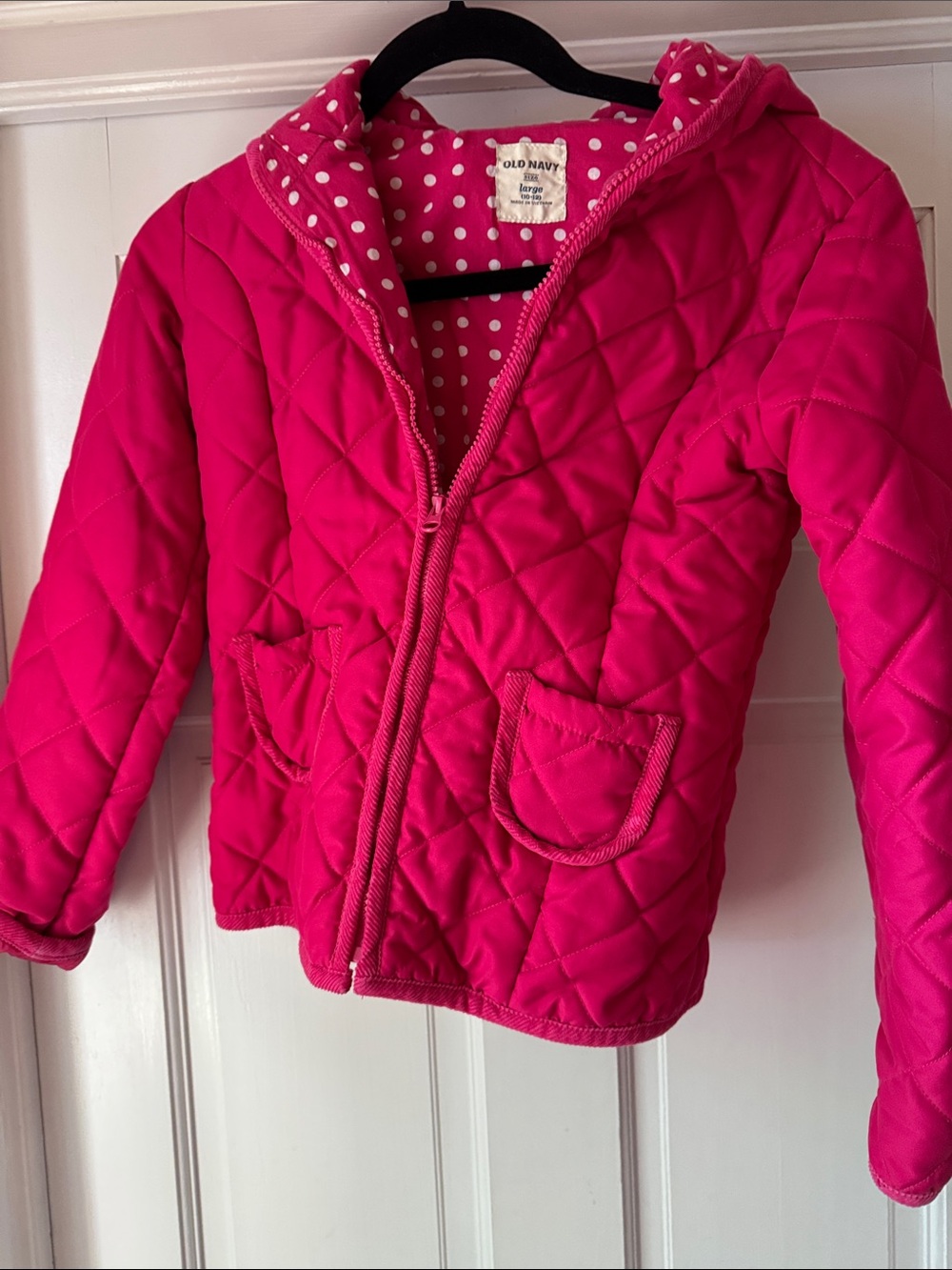 Old Navy Girls Hot Pink Quilted Hooded Puffer Jacket